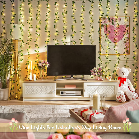 JMEXSUSS ivy garland with fairy lights adds warm ambiance to bedrooms and dorms.