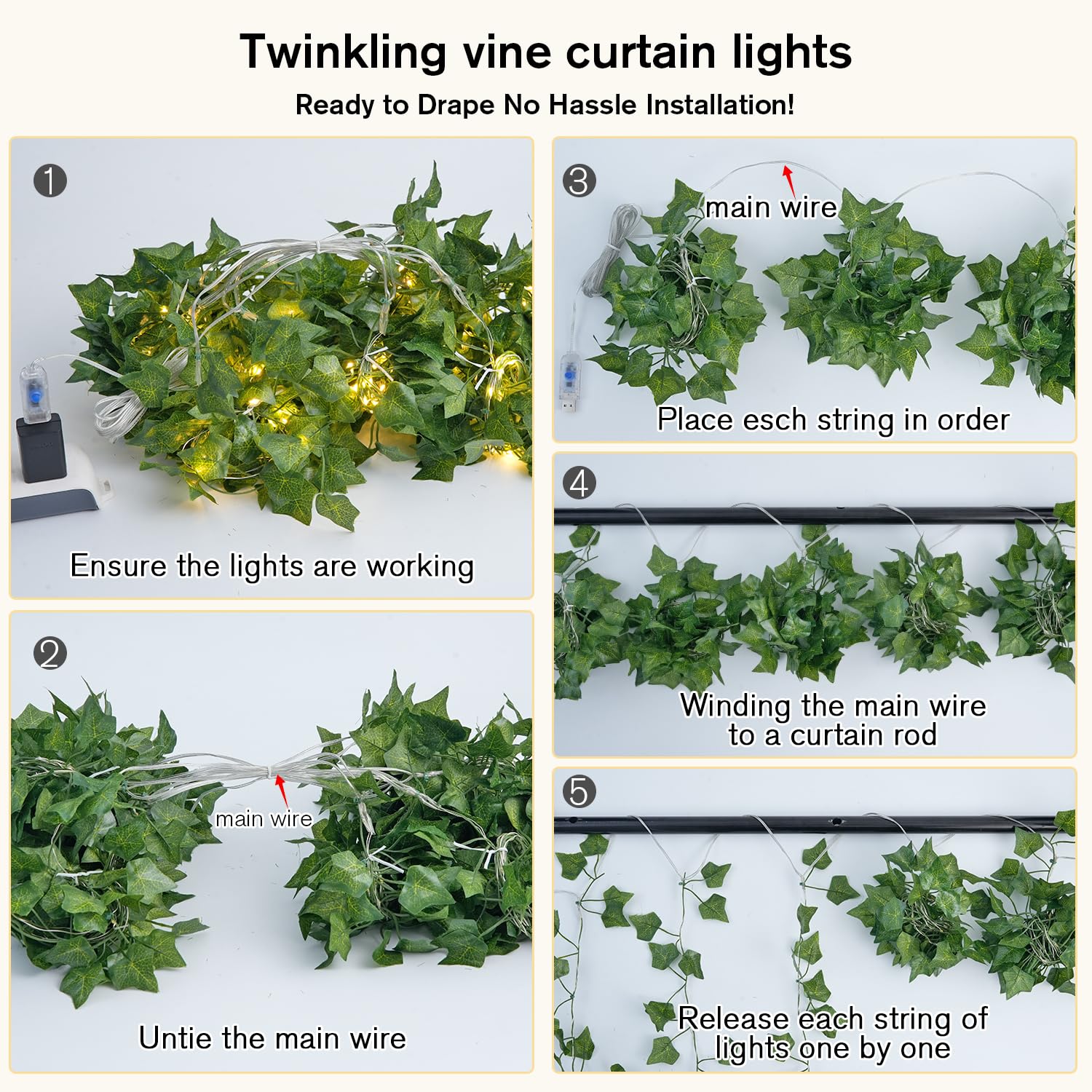 JMEXSUSS wedding backdrop ivy lights offer elegant, nature-inspired ceremony decor.