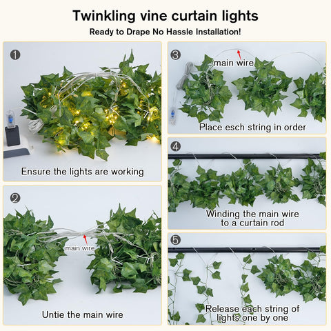 JMEXSUSS wedding backdrop ivy lights offer elegant, nature-inspired ceremony decor.