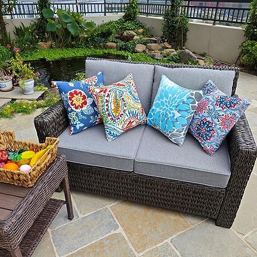 JMGBird outdoor pillow on garden seating with plush support