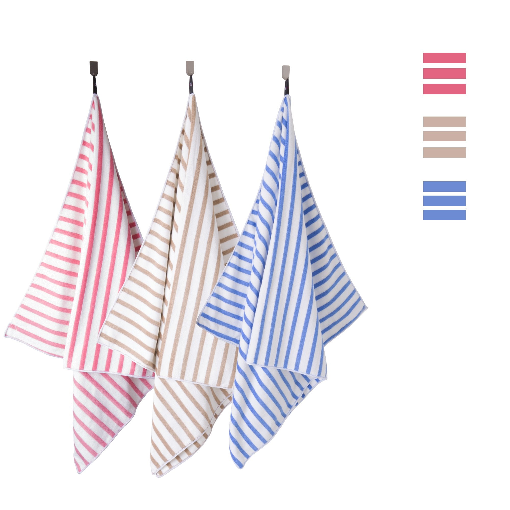 JML Cabana Stripe towel laid flat shows fast-drying microfiber.