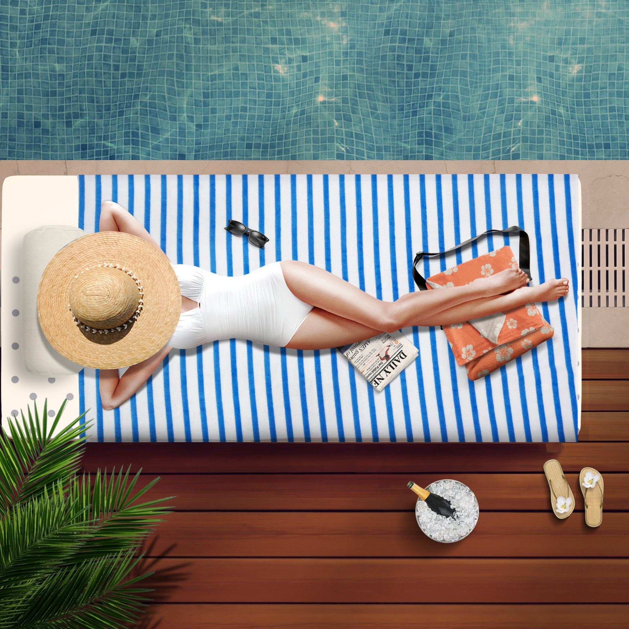 JML Cabana Stripe towel folded for compact packing and easy storage.
