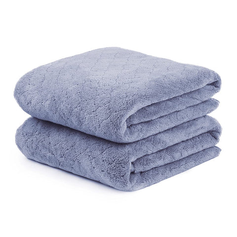 JML coral fleece blue towels in a 2-pack for spa-like comfort