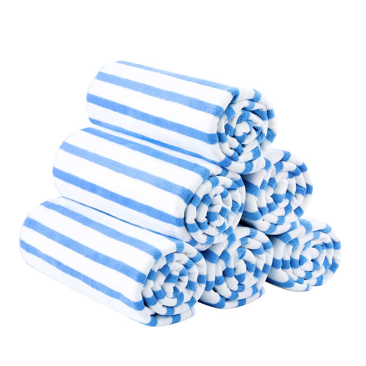 JML microfiber towel 27x55 Cabana Stripe blue for beach and travel dries quickly