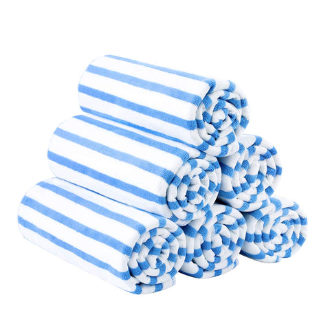 JML microfiber towel 27x55 Cabana Stripe blue for beach and travel dries quickly