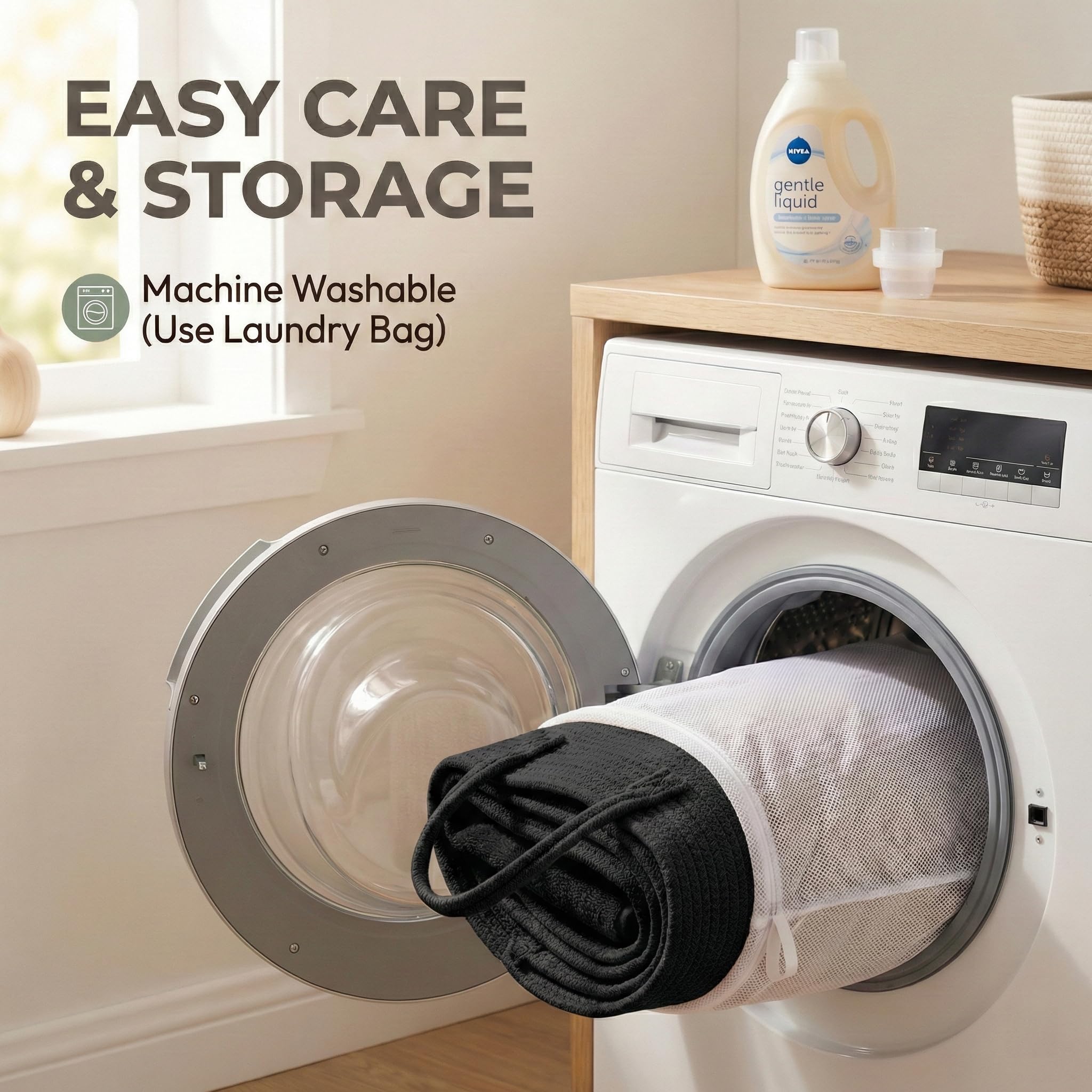 JMvicyroam machine-washable basket for quick, effortless cleaning.