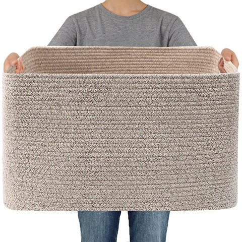 JMvicyroam woven blanket basket front view showing large capacity storage