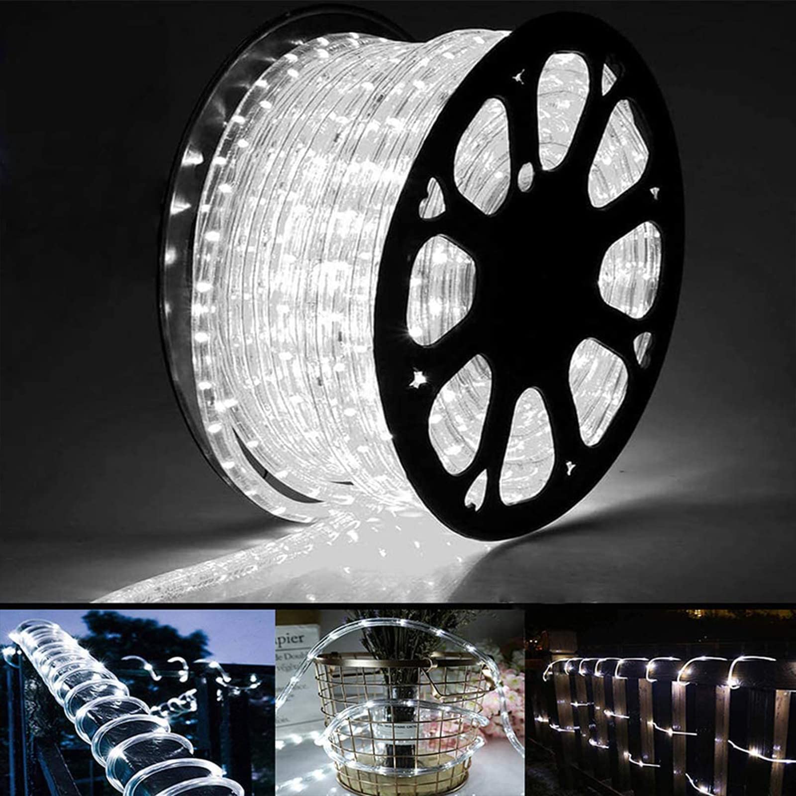 Jnaurb 100ft LED rope light for expansive outdoor ambiance