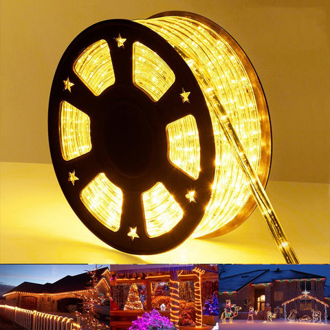 Jnaurb 50ft 360 LED rope light outdoor coiled for flexible installation