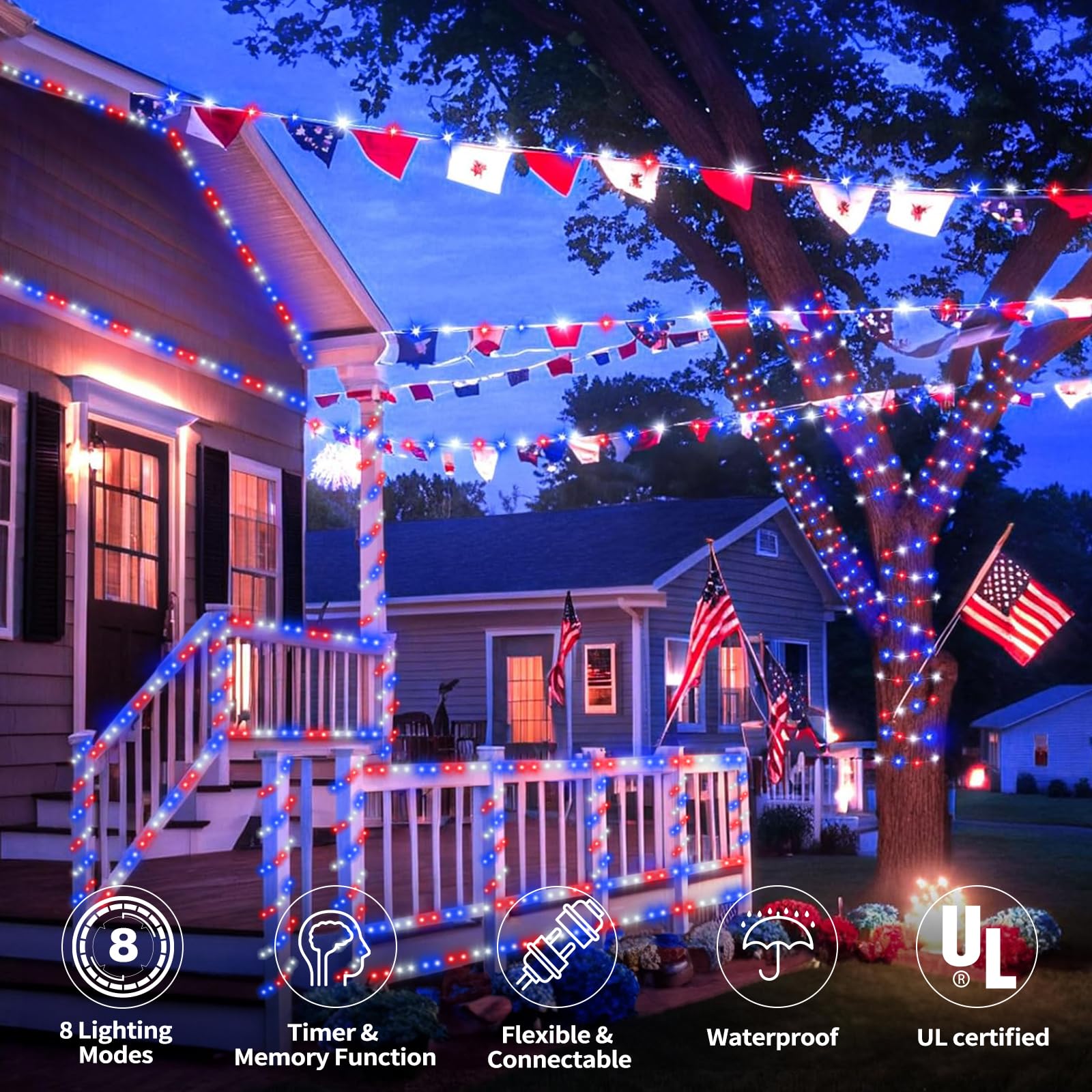 Jnaurb connectable rope lights with eight modes for ambiance.