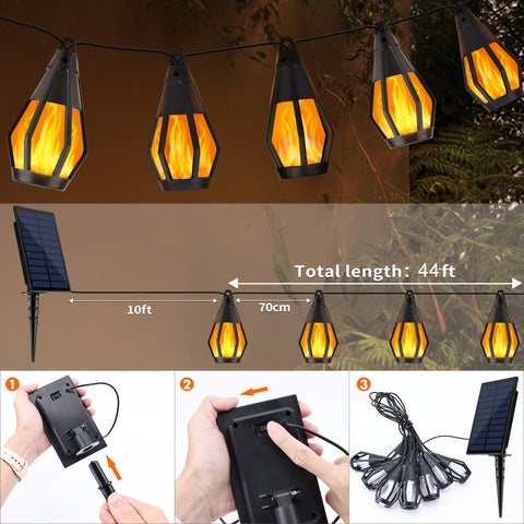 IP65 waterproof construction keeps Jnaurb solar flame lights outdoors.