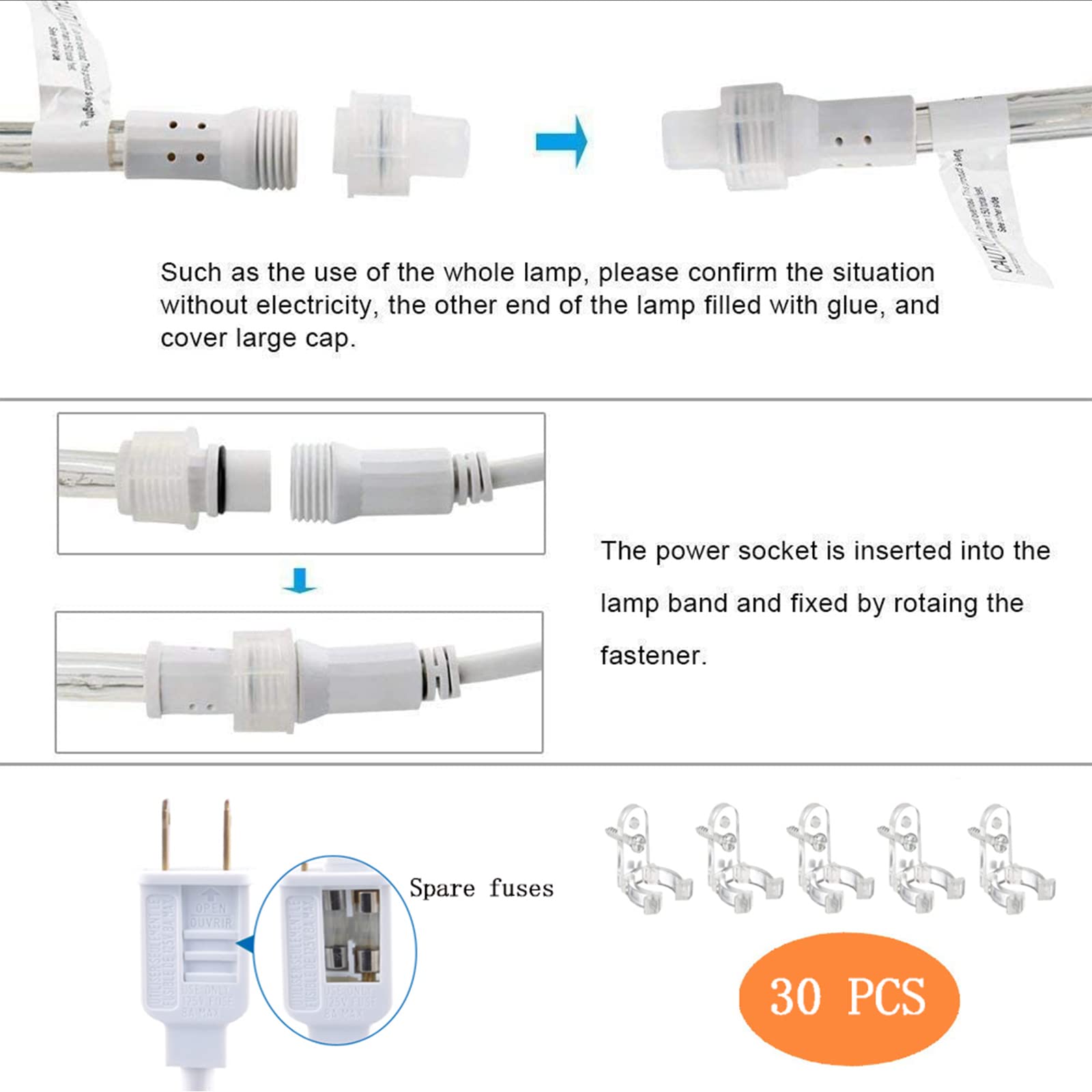 Jnaurb 8-modes rope light offers multiple effects for ambiance and events.