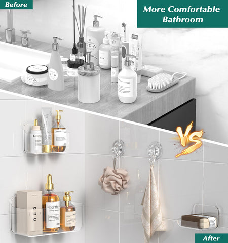 JNDETOP clear soap dish with drainage prevents water pooling.