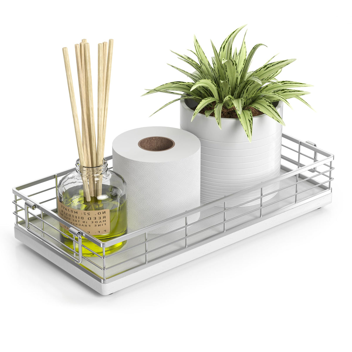 JNFUZ toilet paper basket on a 13-inch oak-iron top keeps bathrooms tidy.
