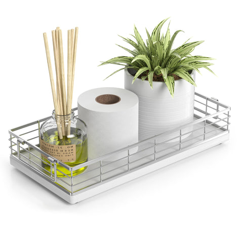 JNFUZ toilet paper basket on a 13-inch oak-iron top keeps bathrooms tidy.