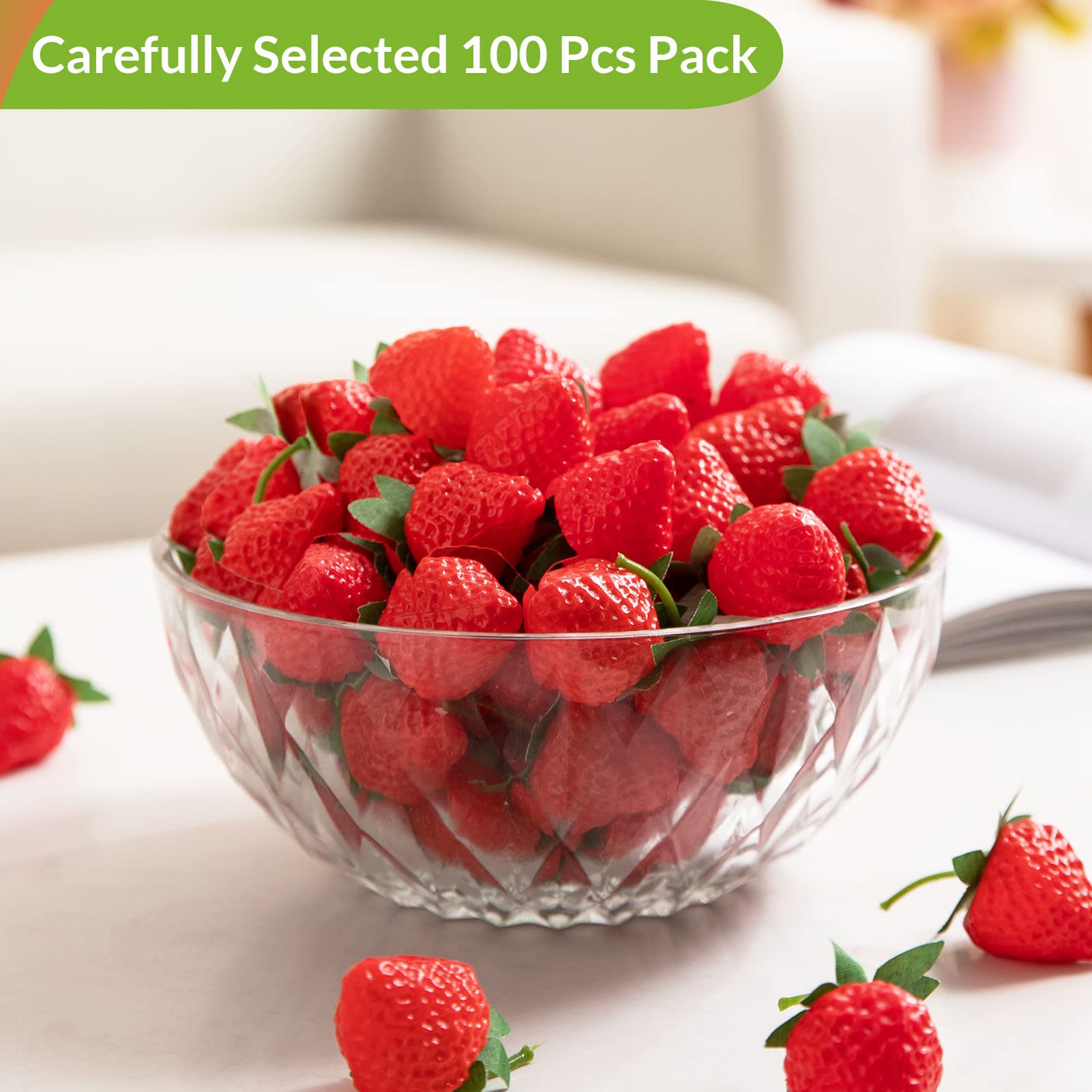 Joeabor artificial strawberries close-up shows realistic texture for photography.