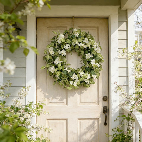 Jobflower 24-inch spring wreath with lush front-door greenery for curb appeal.