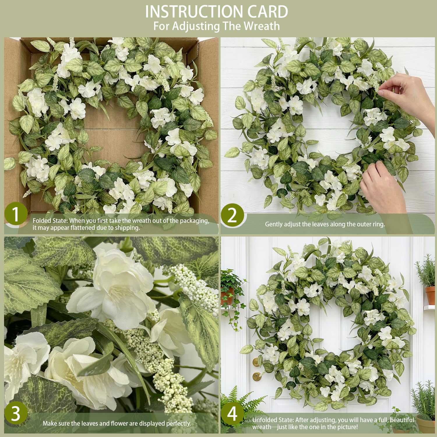 Jobflower wreath features fade-resistant coating for vibrant color outdoors.