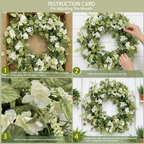 Jobflower wreath features fade-resistant coating for vibrant color outdoors.
