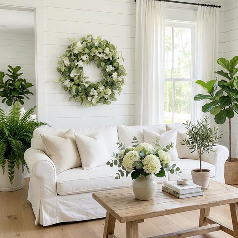 Jobflower wreath uses natural grapevine base for durable display.