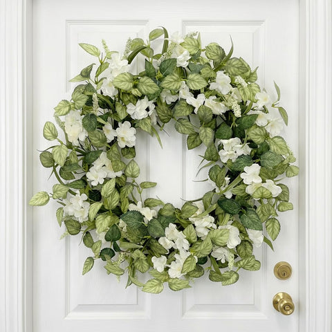 Jobflower wreath with textured leaves and berries for enhanced realism.