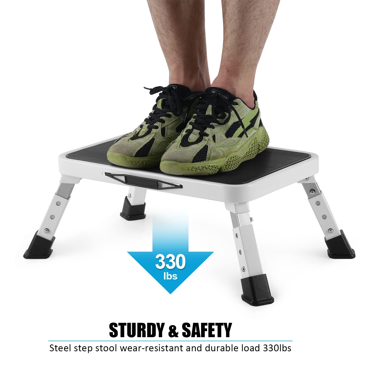 Jocauto height-adjustable step stool with three heights for versatile indoor use.