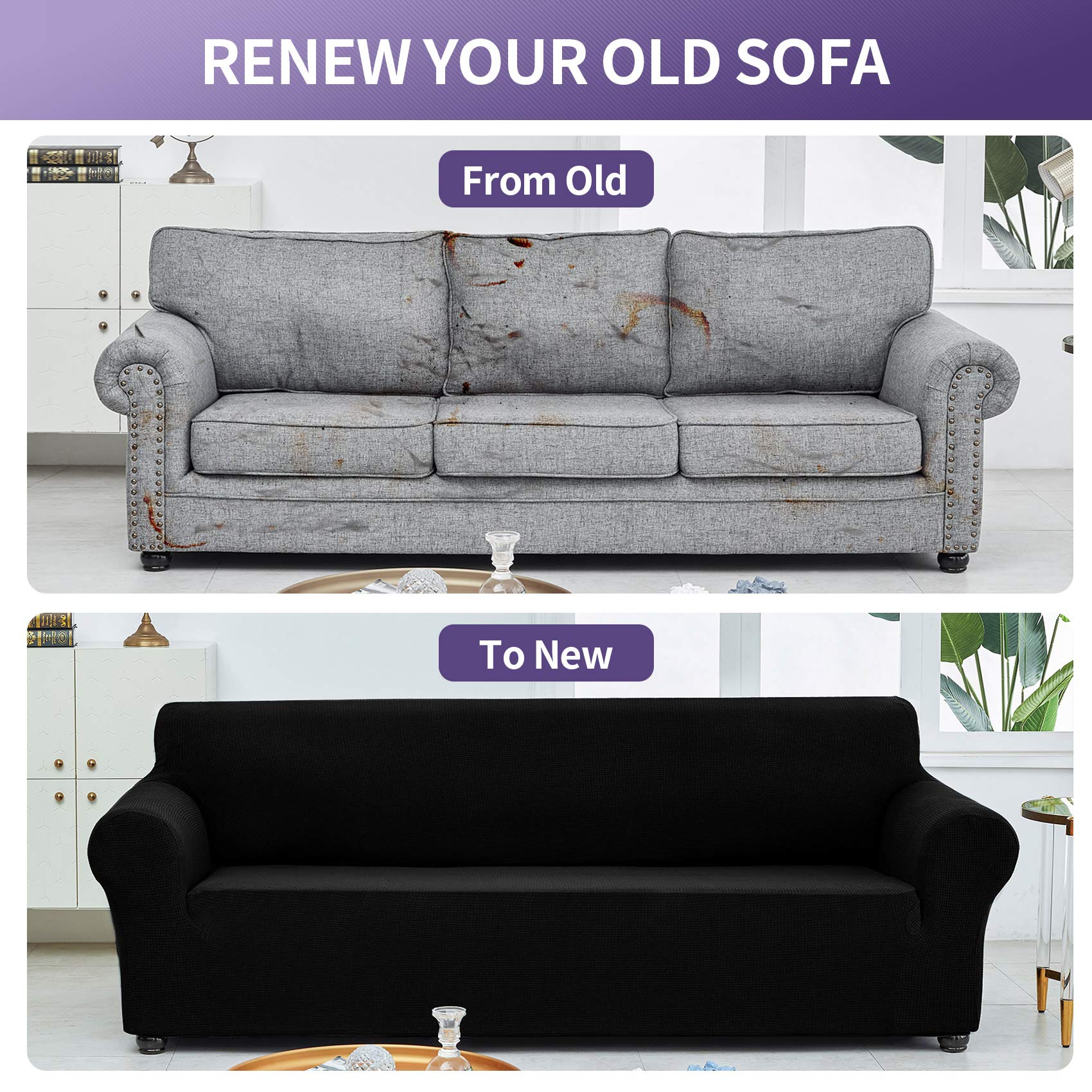 Joccun Stretch Loveseat Slipcover black finish offers modern, versatile look