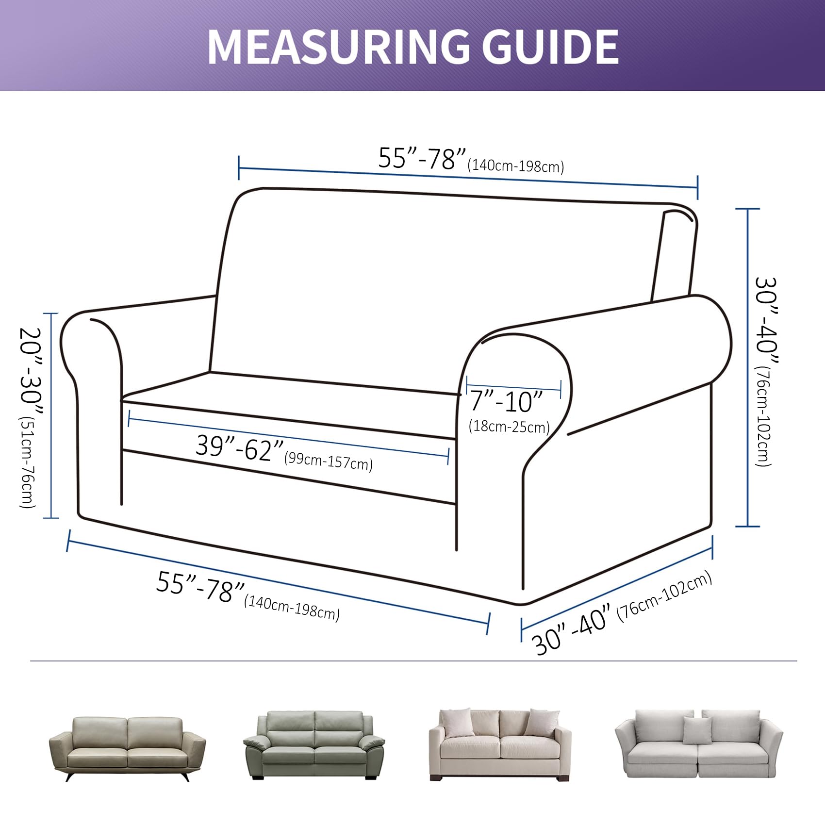 Joccun Stretch Loveseat Slipcover non-slip bottom detail for secure fit