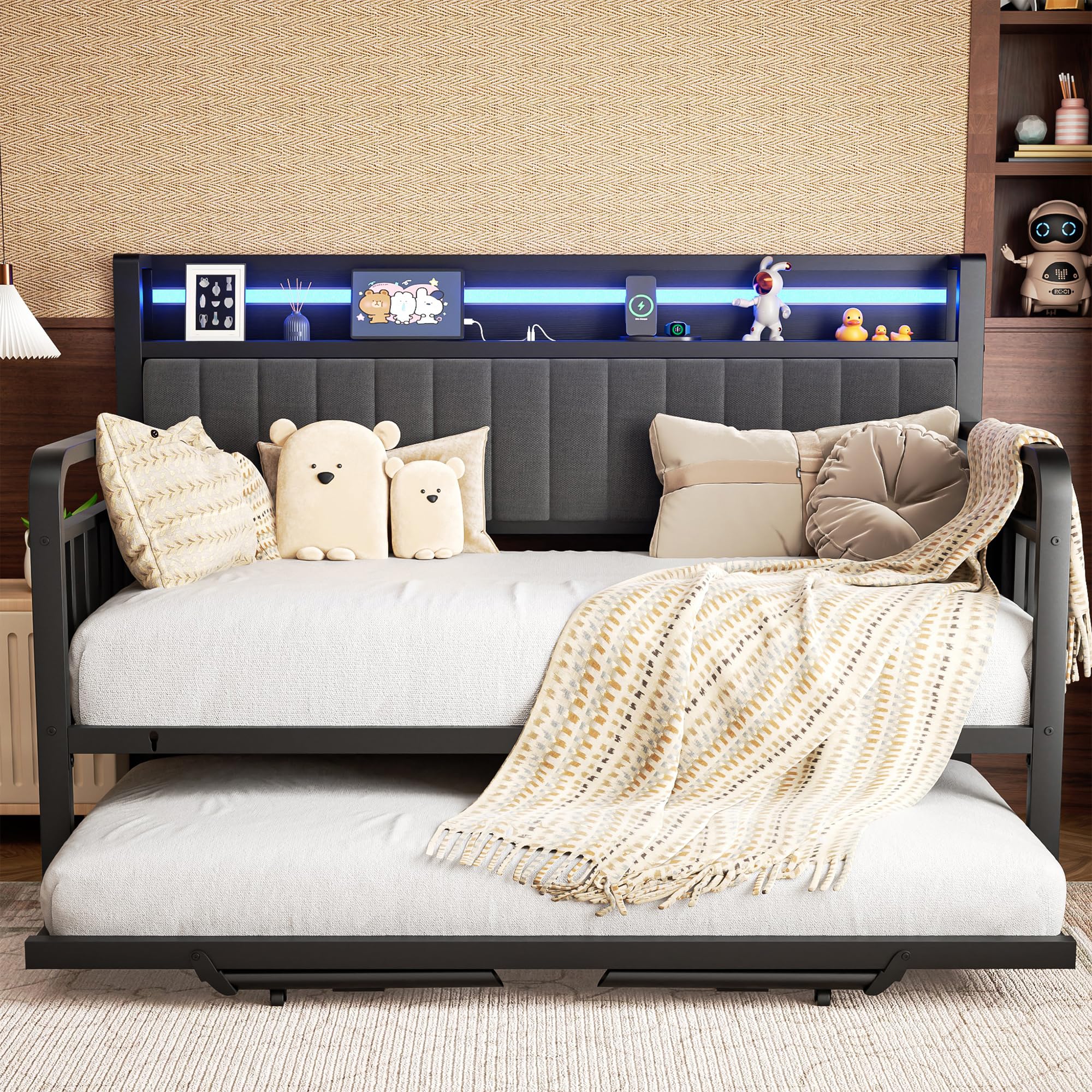 Jocoevol daybed in king-size configuration offers a spacious sleep surface.