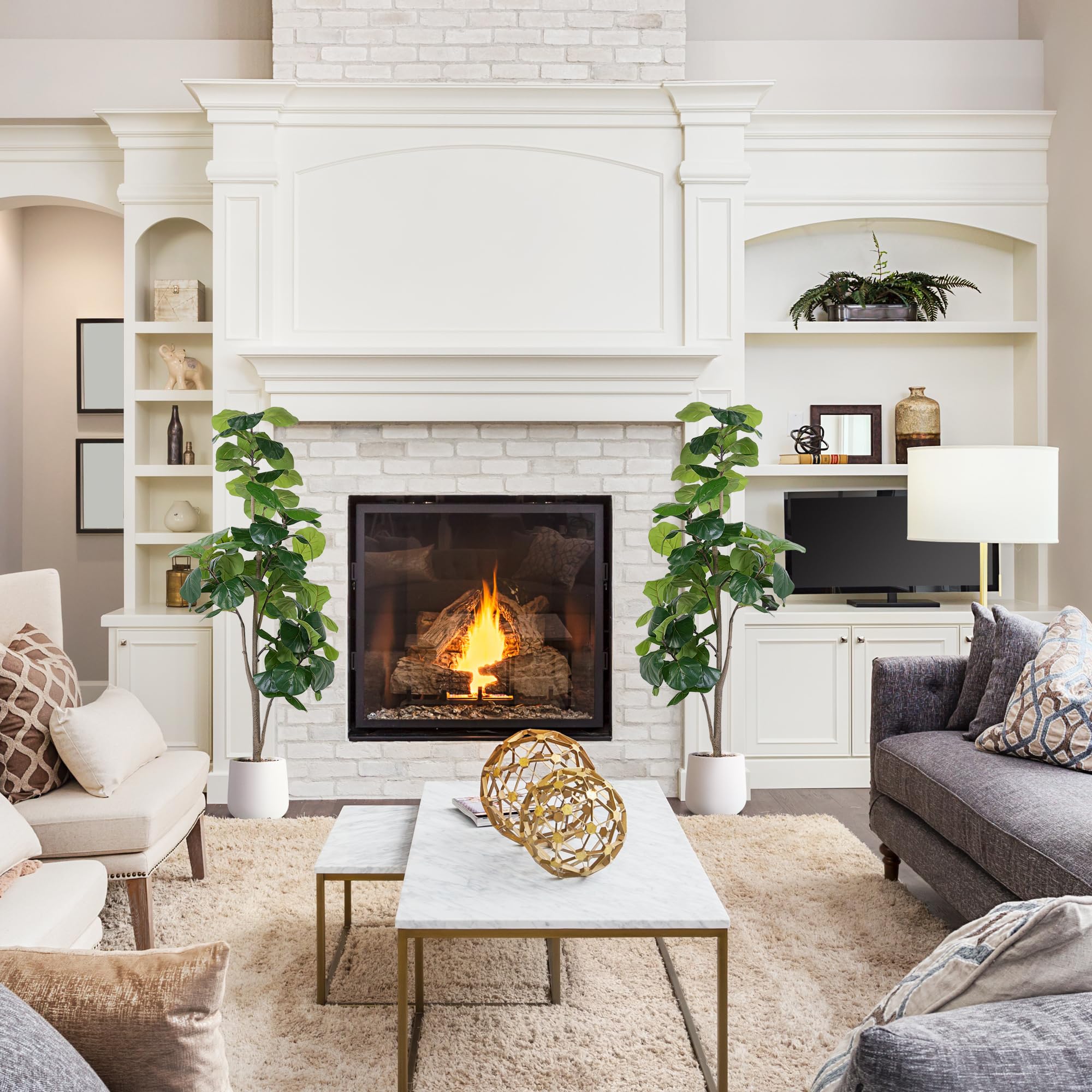 Jocoevol fiddle leaf fig pair display suits versatile corner styling.
