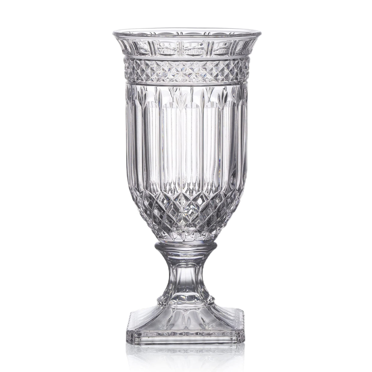 Joeyan 13-inch glass urn vase with ripple diamond pattern for elegant centerpieces
