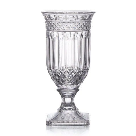 Joeyan 13-inch glass urn vase with ripple diamond pattern for elegant centerpieces