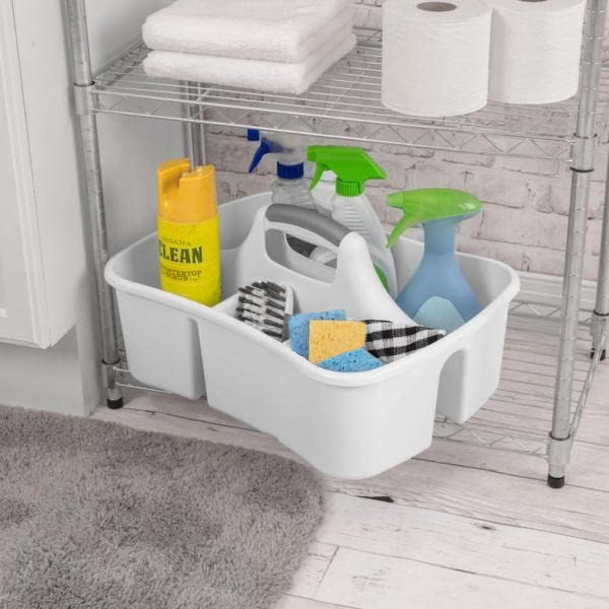 JOEY'Z organizer features small compartments for sponges, gloves, and rags.