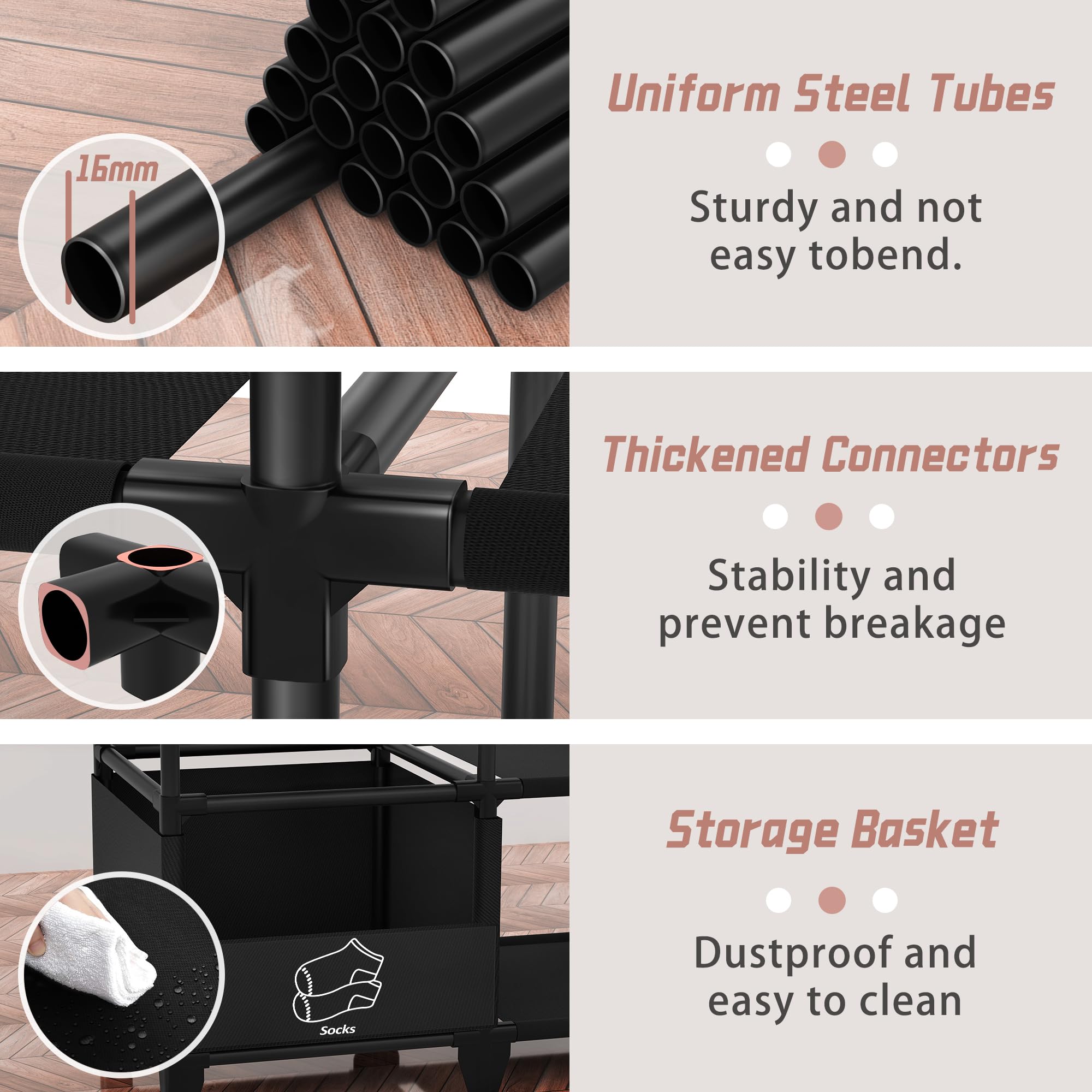 Jofuler closet open design keeps clothes visible and accessible.