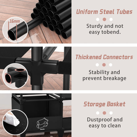 Jofuler closet open design keeps clothes visible and accessible.