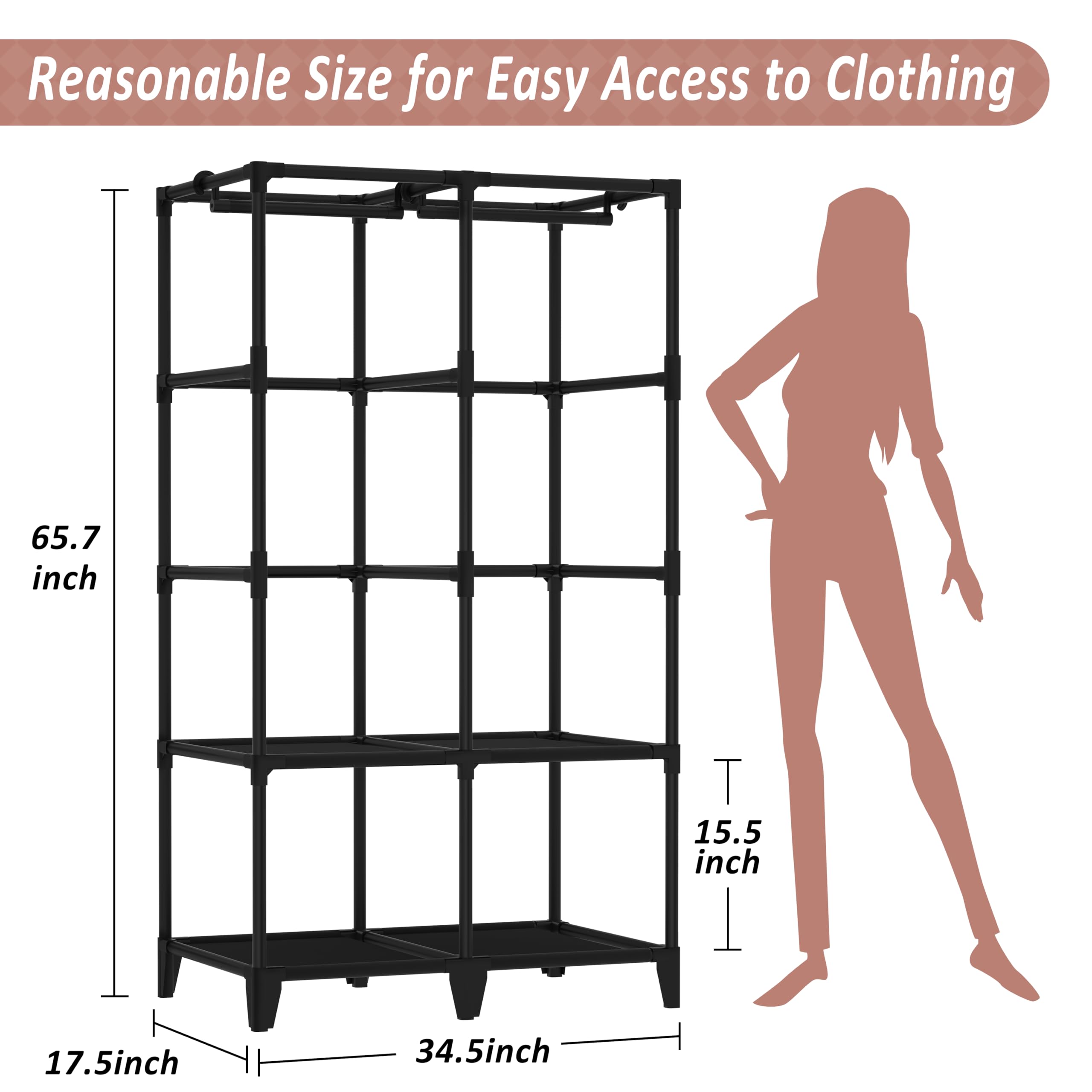 Jofuler wardrobe stands in a bedroom demonstrating compact design.