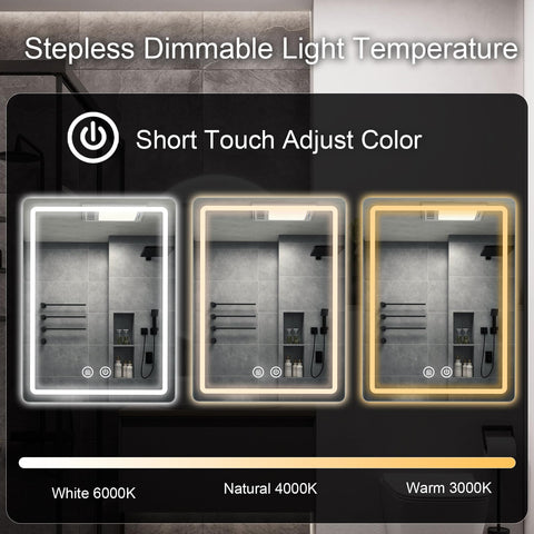 JOHALXER wall-mounted mirror with dimmable lighting for customized ambiance.