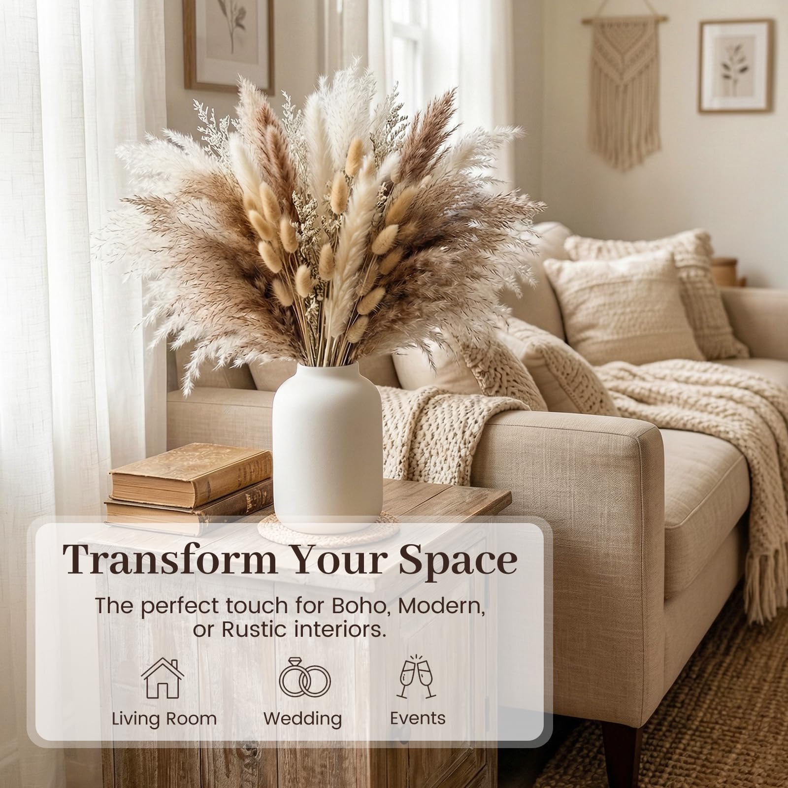 JOHOUSE bunny tails dried flowers brighten tables with soft, playful texture.