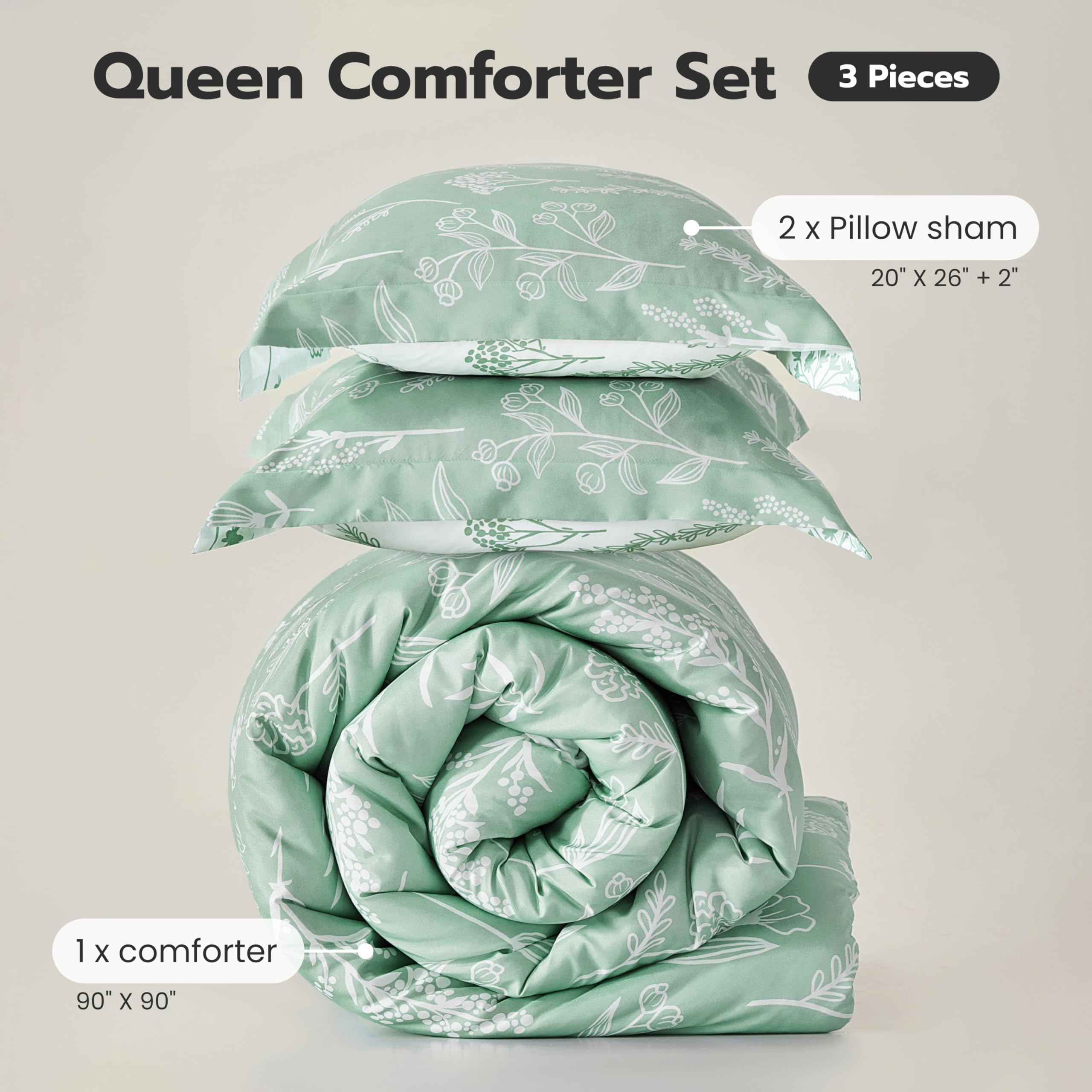 Joiedomi bed-in-a-bag includes two shams for complete coordination.