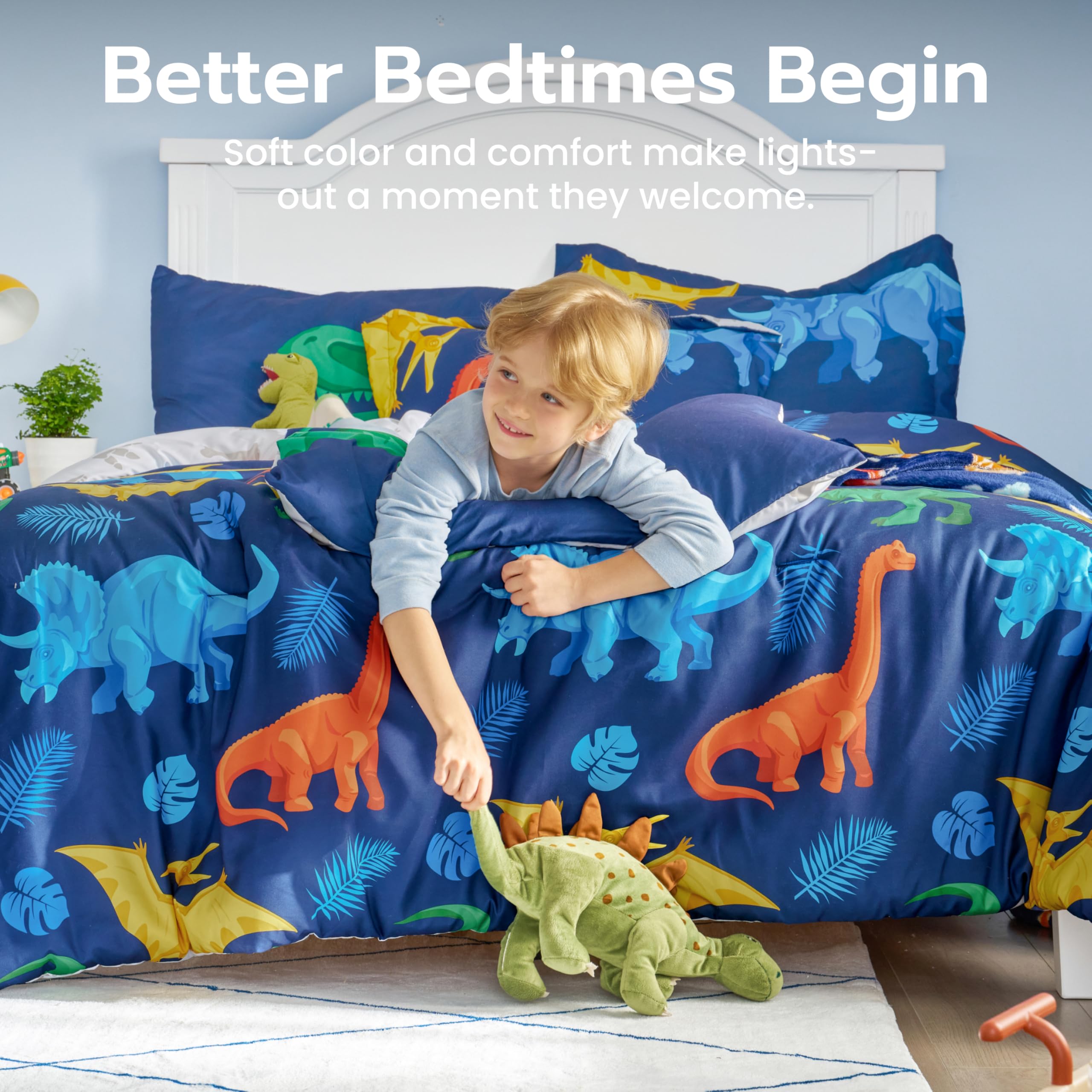 Joiedomi bedding close-up shows soft microfiber for breathable comfort.