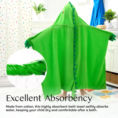 Joiedomi bright color dinosaur towel makes towel time easy to spot.