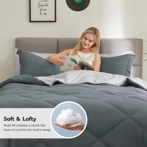 Joiedomi comforter stitching close-up highlights durable double-stitched seams