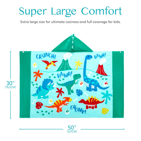 Joiedomi dinosaur hooded towel storage bag, portable for travel.