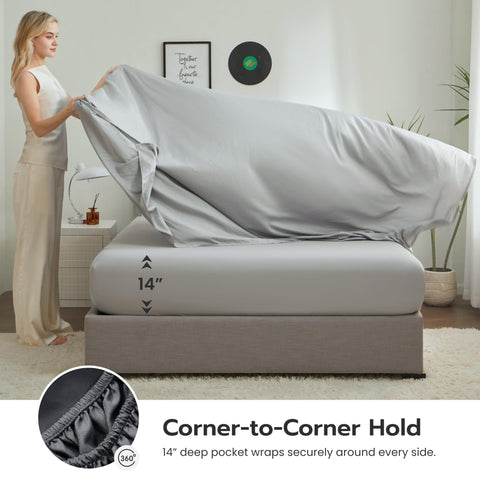 Joiedomi king flat sheet in dark grey complements the set