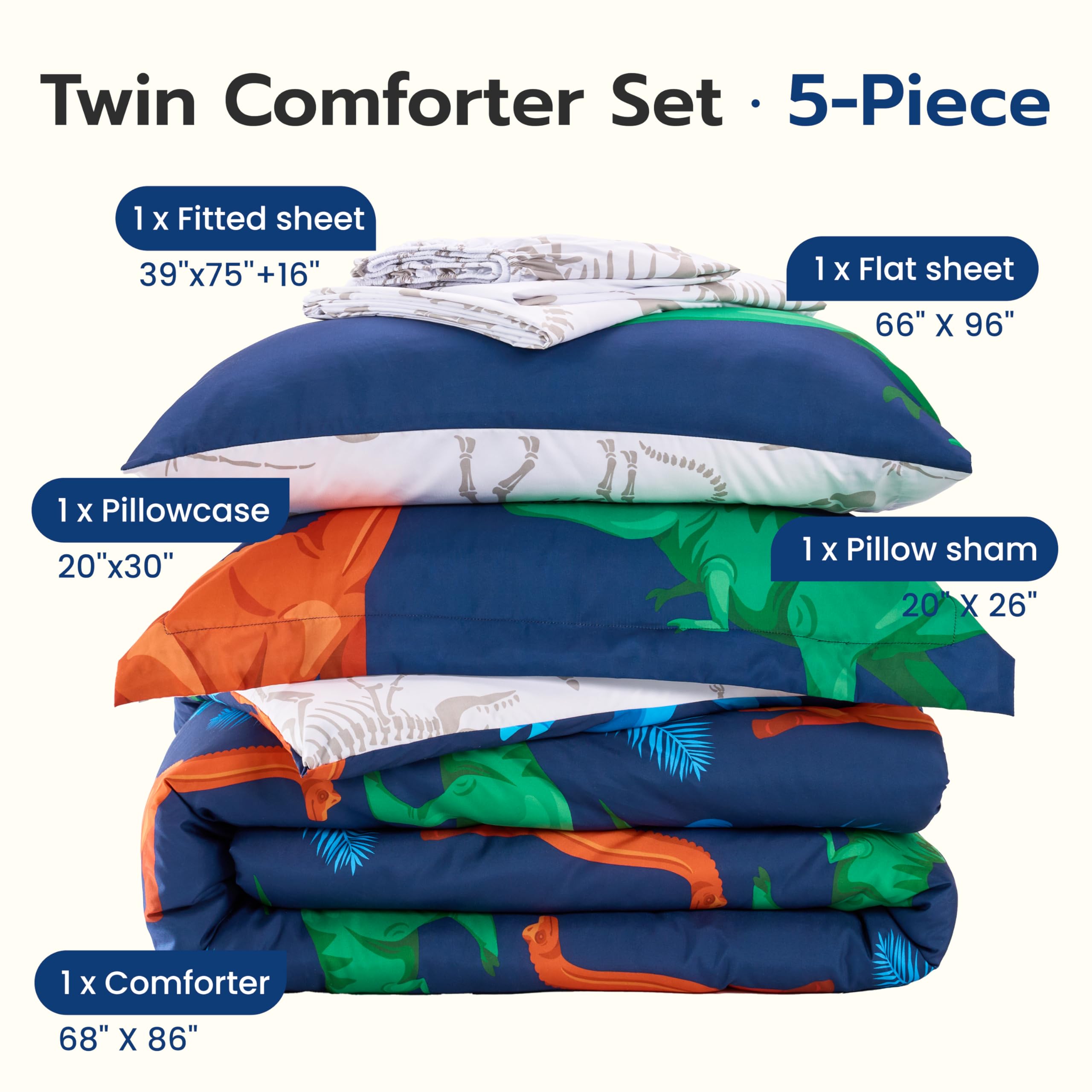 Joiedomi gift-ready dino bedding set ideal for kids' birthdays.