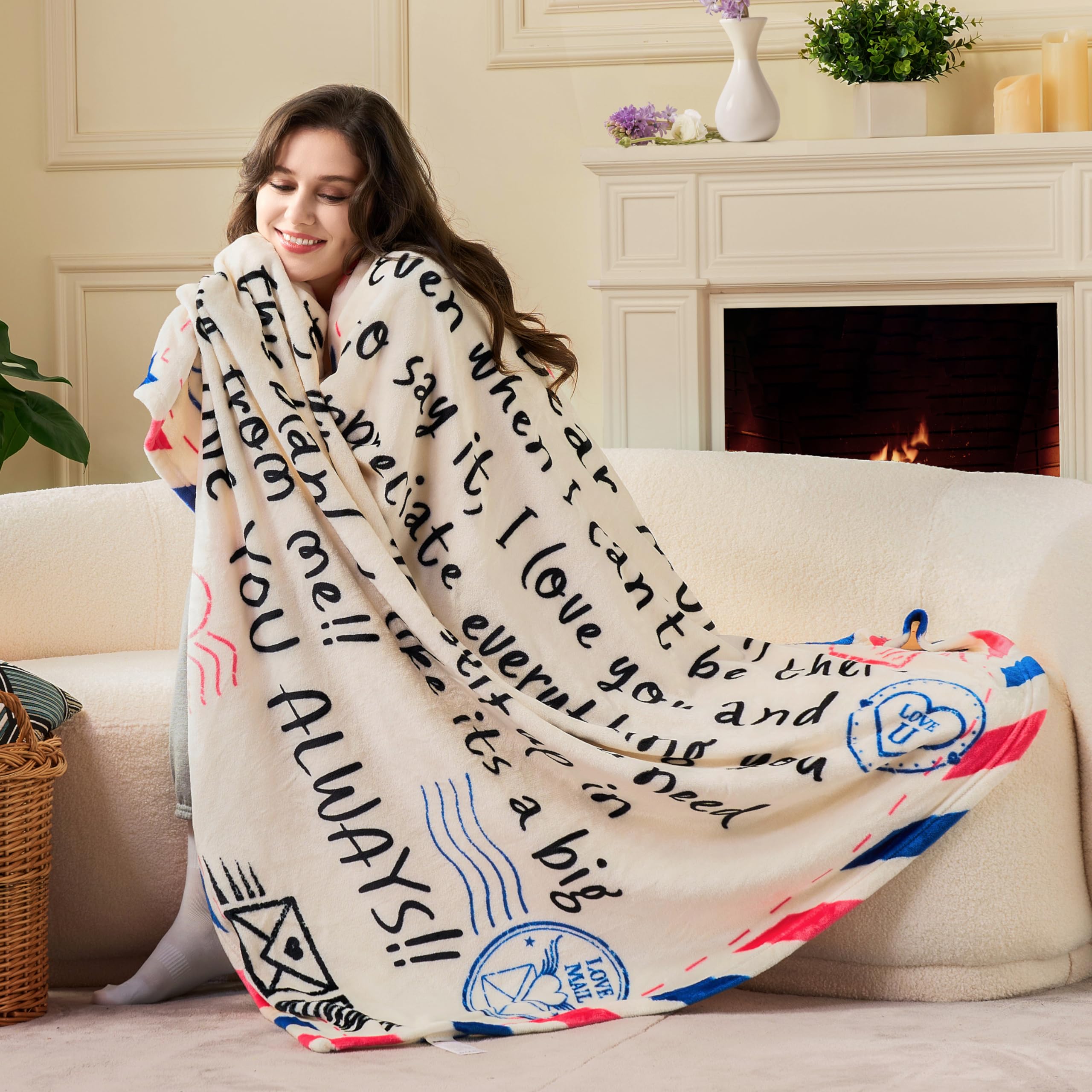 Joiedomi ivory white 50x60 blanket, generous lounging size.