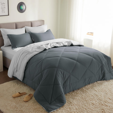 Joiedomi king size comforter set in dark grey with plush warmth for winter nights