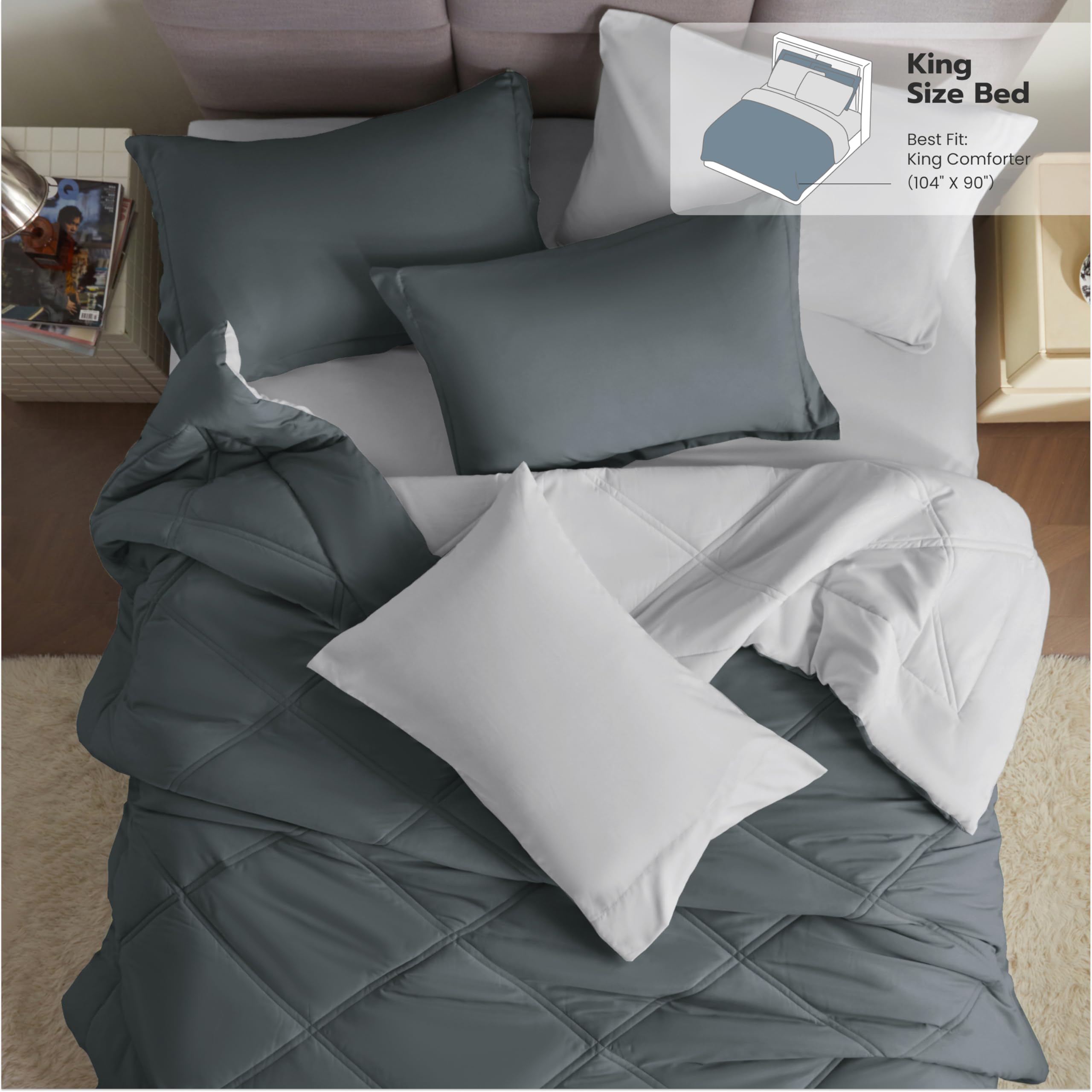Joiedomi king size reversible dual-tone comforter offers quick decor refresh