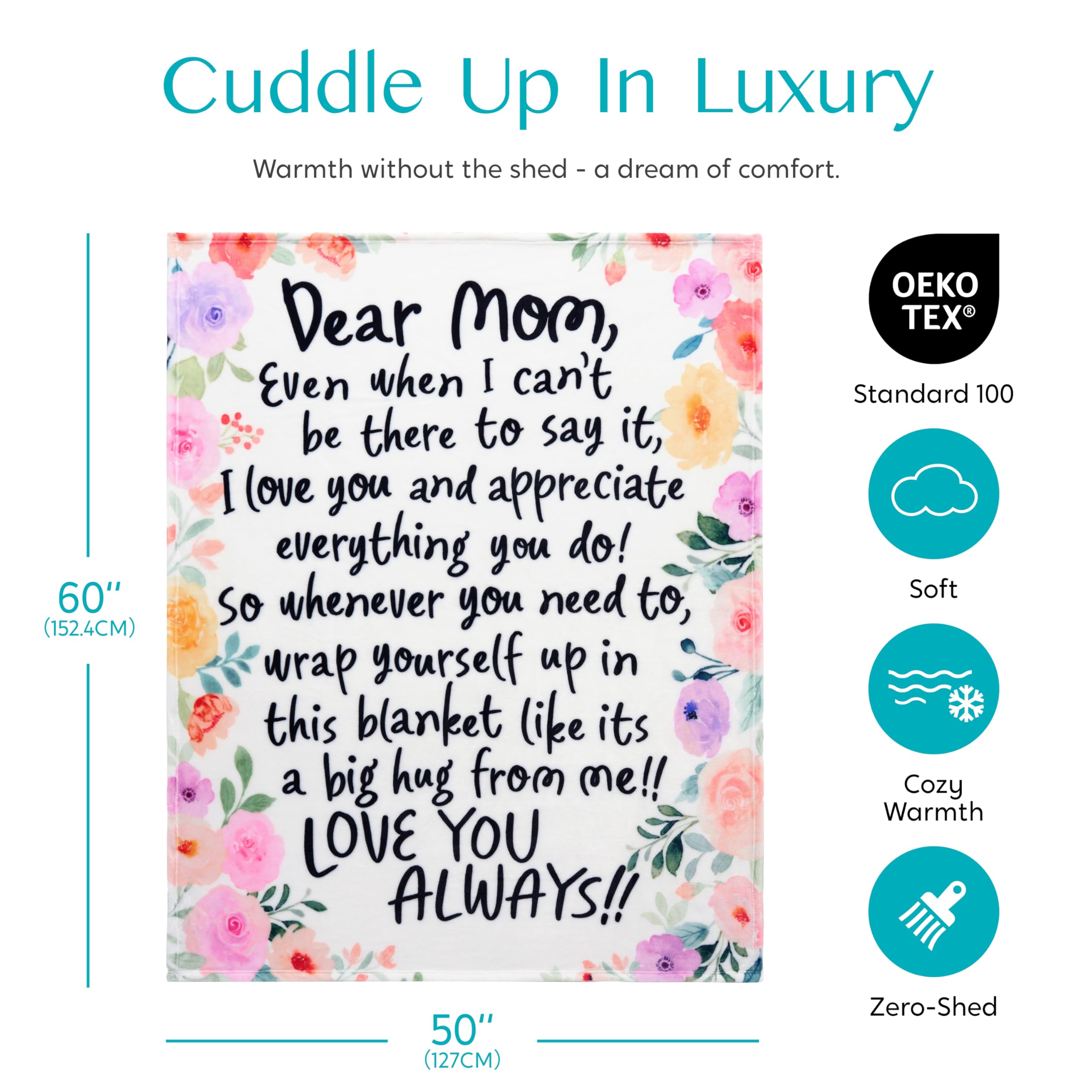 Joiedomi Mothers Day Blanket 50x60 pink emphasizes durable, low-maintenance care.