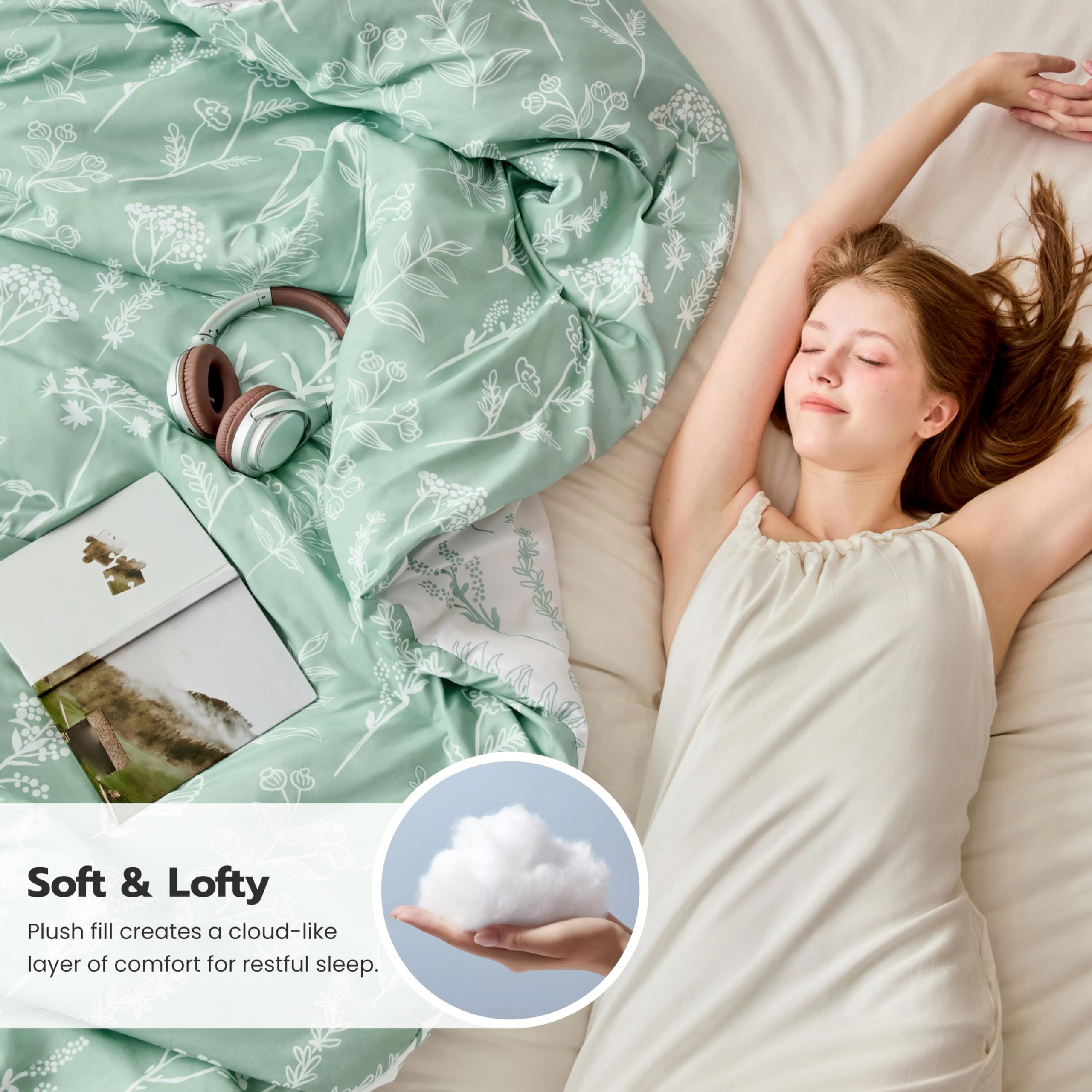 Joiedomi queen pillow shams matching floral print for a coordinated look.